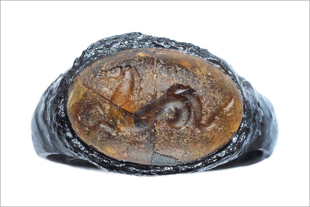 Späthellenistische Gemme mit Hippokamp aus dem keltischen Oppidum von Manching.
